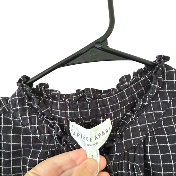 Apiece Apart Los Altos Top in Black/Cream Checks - Picture 3 of 7